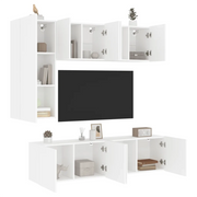Mobili TV a Muro 5pz Bianchi in Legno Multistrato 3216464