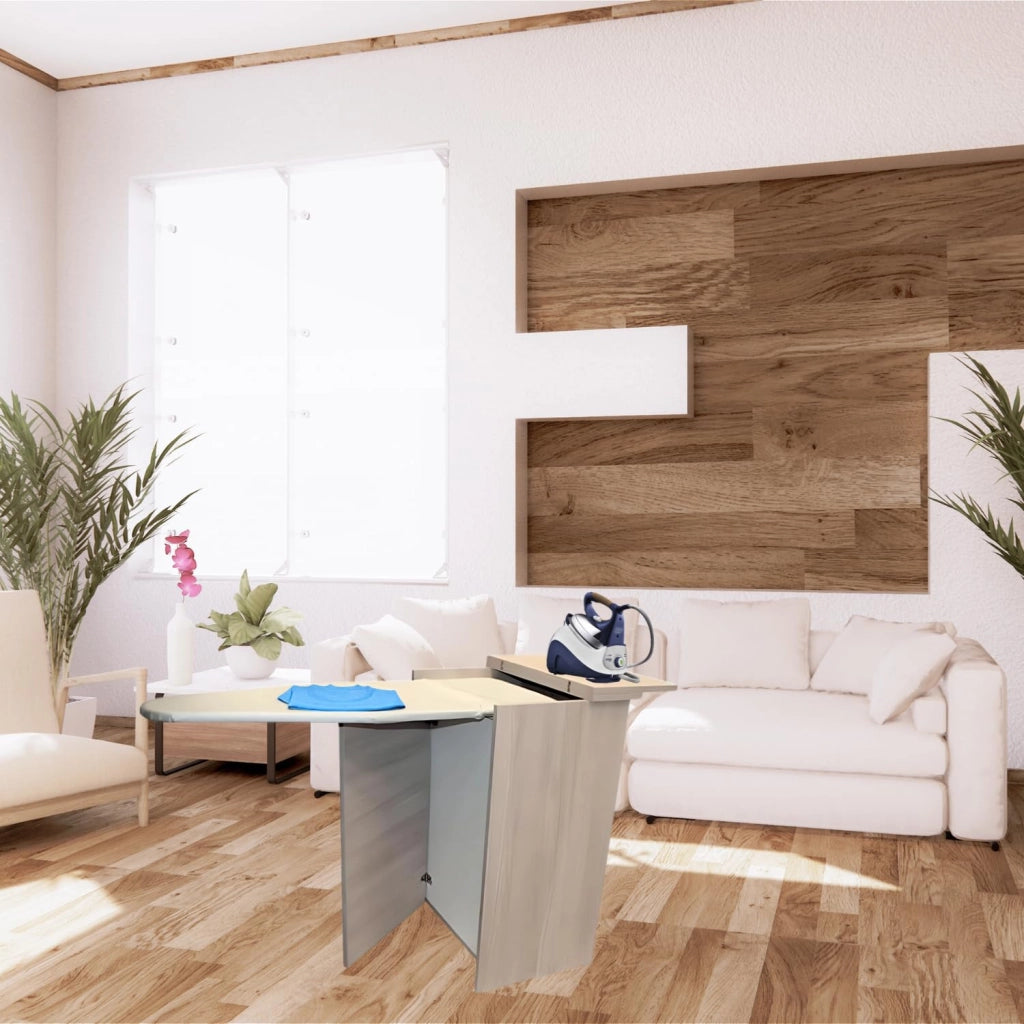 MOHOME Asse Stiro Mobile A Scomparsa Legno Nobilitato Vari Colori Multiuso Salvaspazio 3 Cassetti Dimensioni 89 x 44 x 57 cm Rotelle Trasportabili Colore Mollettone Assortito Colore: Olmo