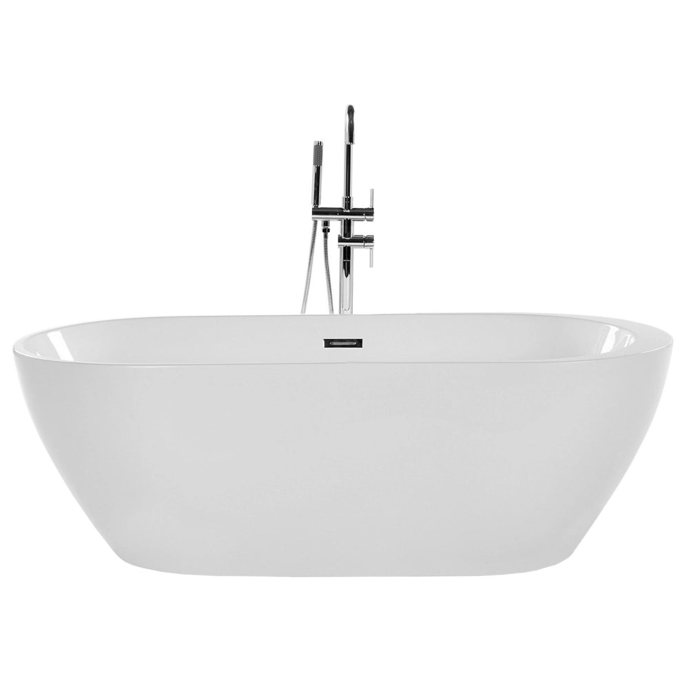 Bagno bianco con argento sanitario acrilico singolo 160 x 75 cm autoportante moderno