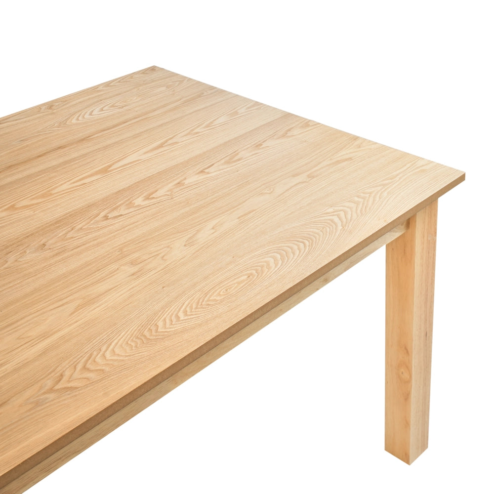 Tavolo da Conferenza Allungabile in MDF  Impiallacciatura Effetto Frassino Chiaro Gambe in Legno di Hevea Piano Rettangolare 180 280 x 100 cm