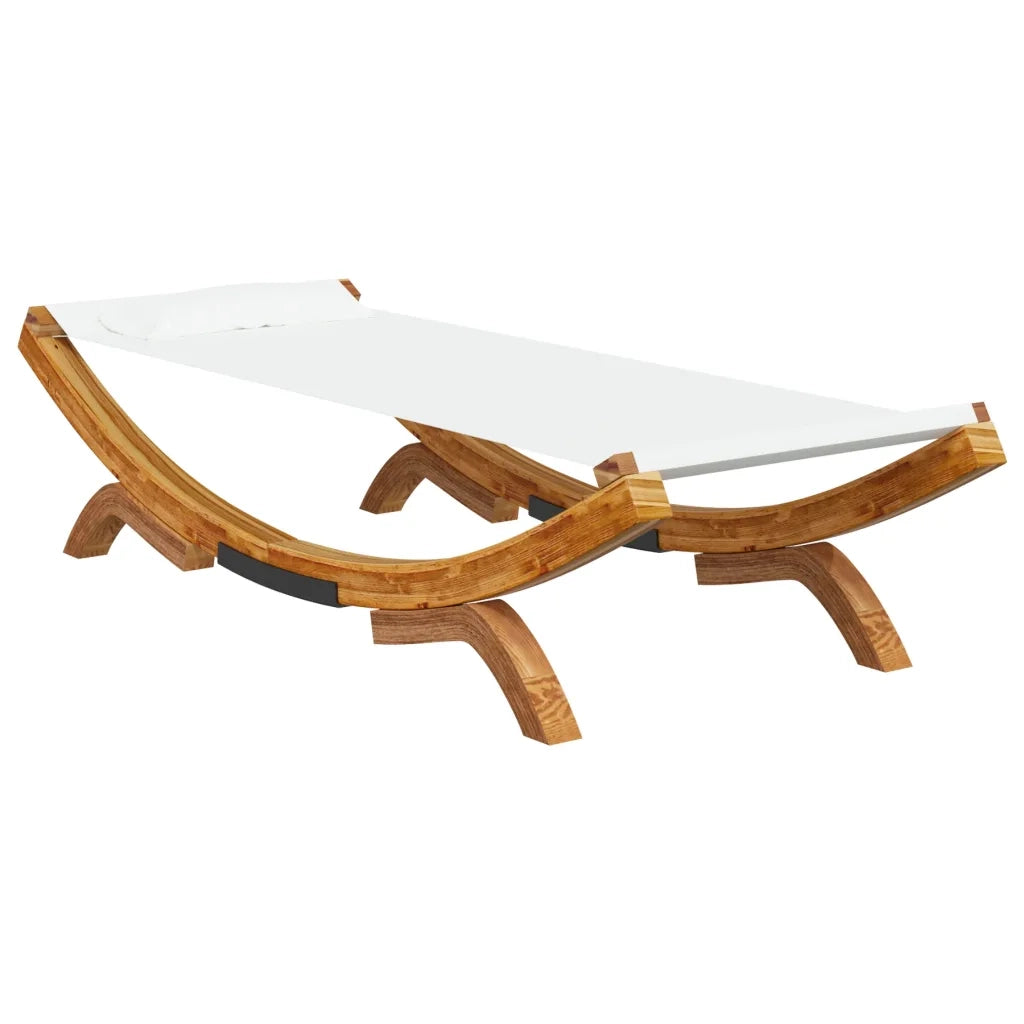 Lettino Prendisole 100x188,5x44 cm in Legno Curvato Crema 313947