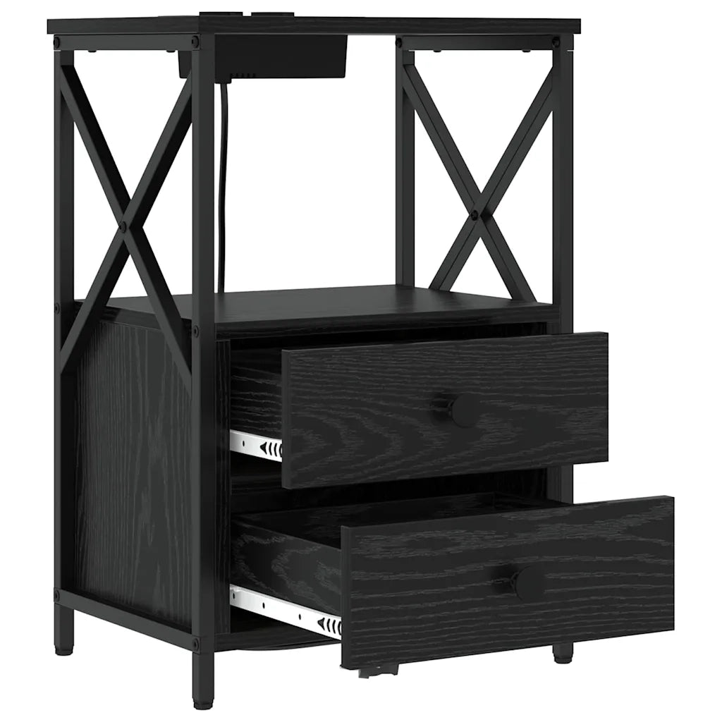Armadio da Notte con cassetto 2 pcs Rovere Nero 40 x 31 x 60 cm 859561