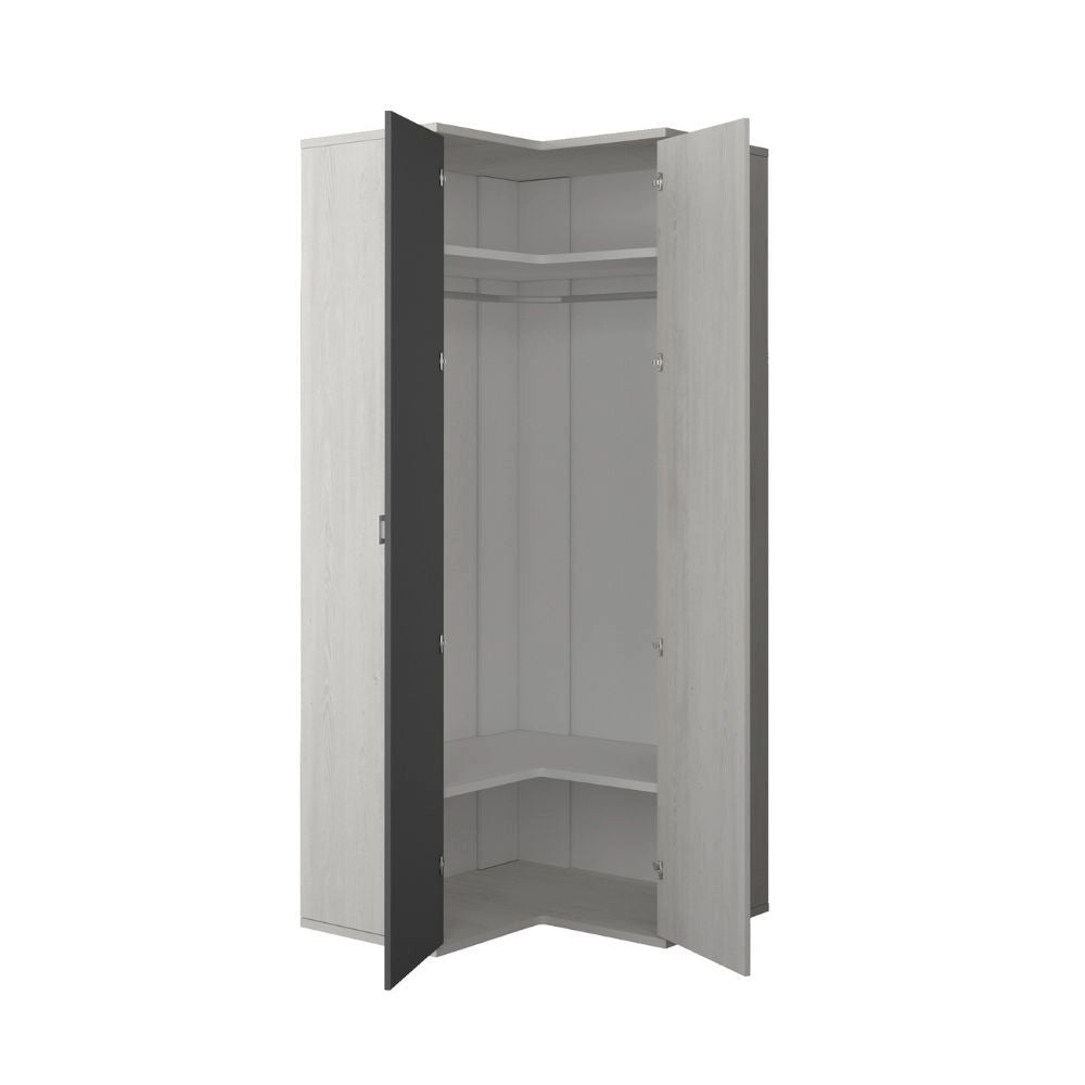 Armadio 98x96x223h angolare bianco consumato antracite