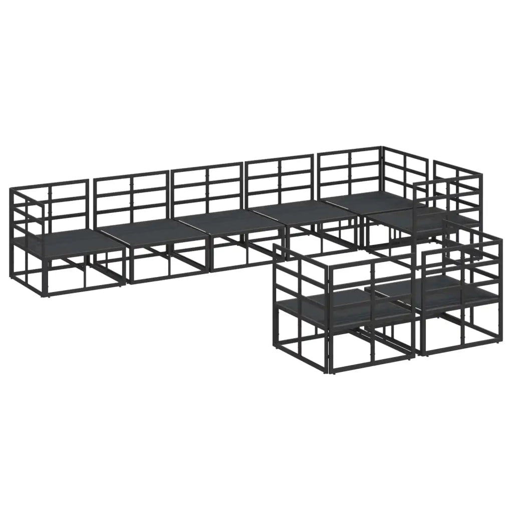 Set Divano da Giardino con cuscino 8 pcs Nero Alluminio