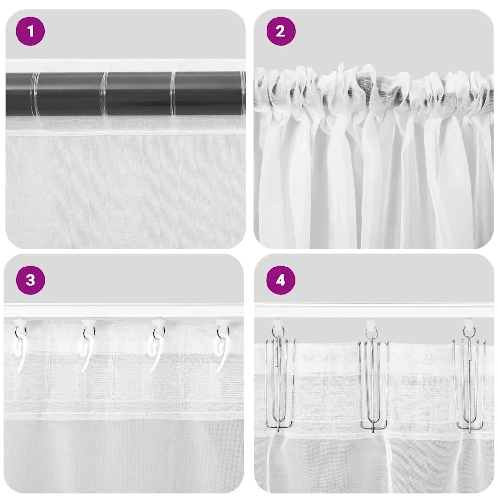 Tende in Voile con Tasche per Aste 2 pz Sabbia 4102218