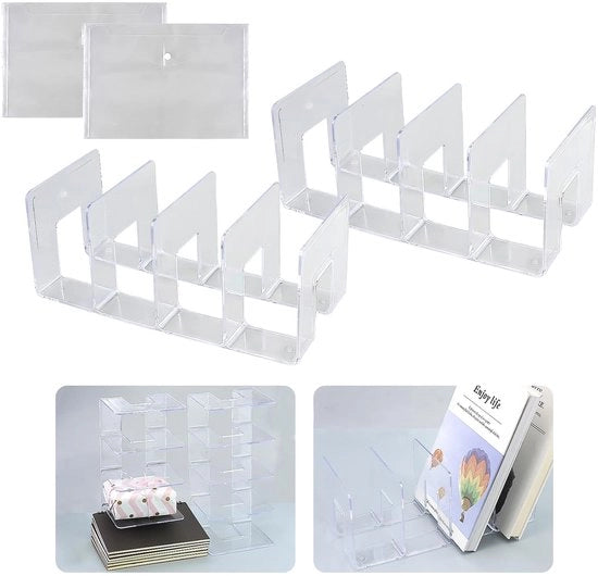 Organizzatore per documenti 4 cassettoni - Ospita A4 - Sostituisce il disimballatore del bureau - Organizzatore trasparente - Materiale plastico - 2 pezzi