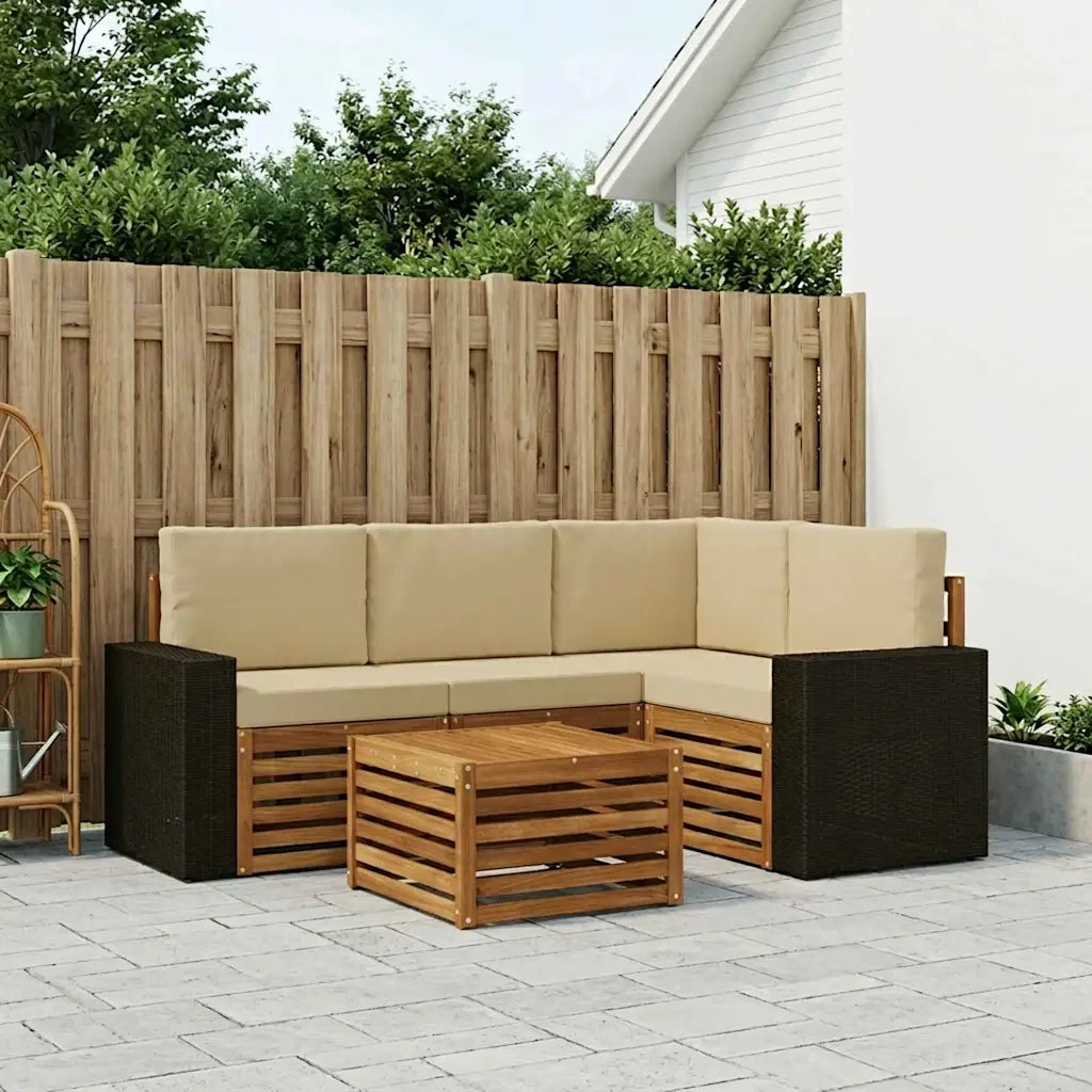 Set di divani da esterno 5 pcs Naturale e Beige 59 x 59 x 37 cm