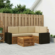 Set di divani da esterno 5 pcs Naturale e Beige 59 x 59 x 37 cm