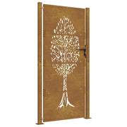 Cancello da giardino-Porta da giardino 105x180 cm in acciaio Corten con design ad albero