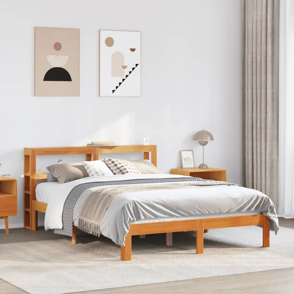 vidaXL Giroletto senza Materasso Marrone Cera 140x200cm Massello Pino