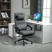 Sedia da Ufficio Ergonomica ad Altezza Regolabile con Braccioli e Poggiapiedi, 66x70x115-123 cm, Grigia