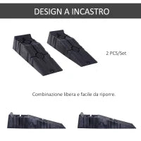 DURHAND Set 2 Rampe per Auto in Plastica con Carico Massimo 5 Tonnellate, 91x30x21 cm, Nero