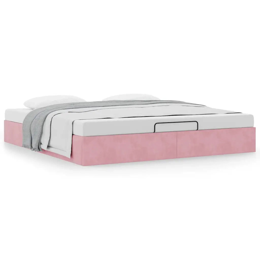 Struttura Letto Pouf senza Materasso Rosa 160x200 cm in Velluto 3310978