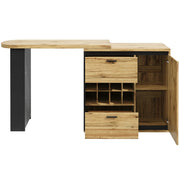 Tavolo da Pranzo con 2 Cassetti; Portabottiglie e Ripiani Aperti per Cucina e Soggiorno 138×39×105 cm