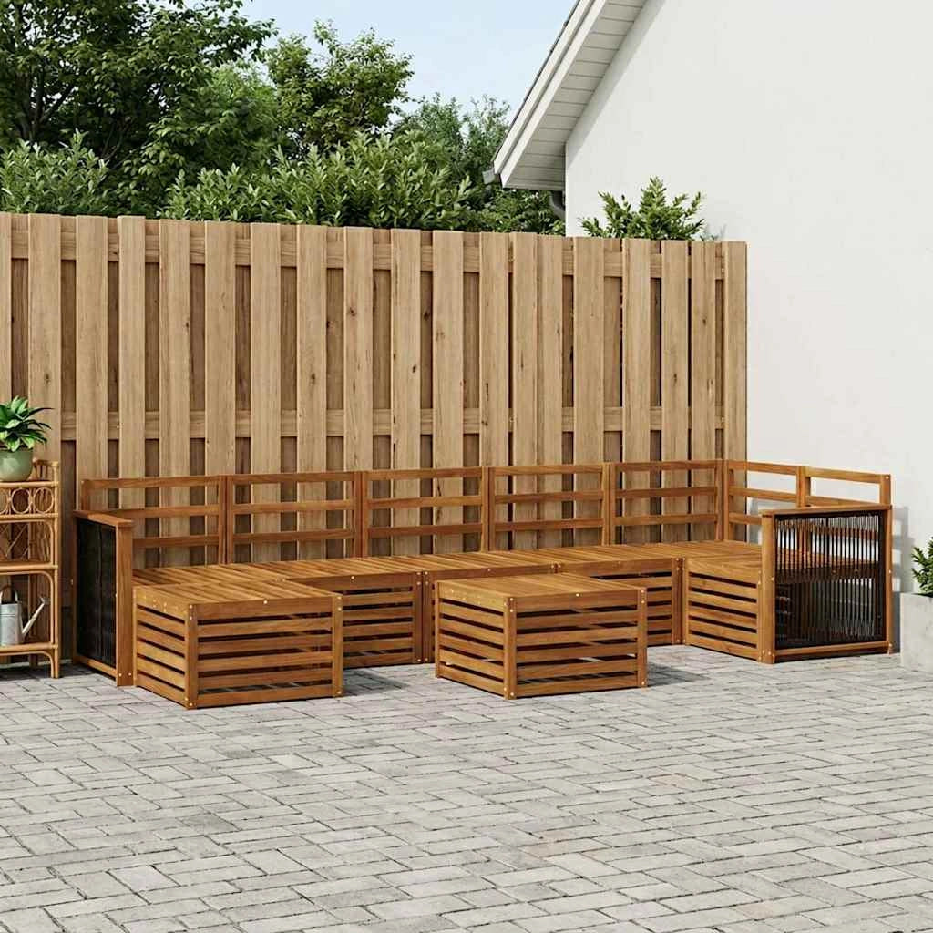 Set di divani da esterno 7 pz Naturale Legno di Acacia Massello 3384650