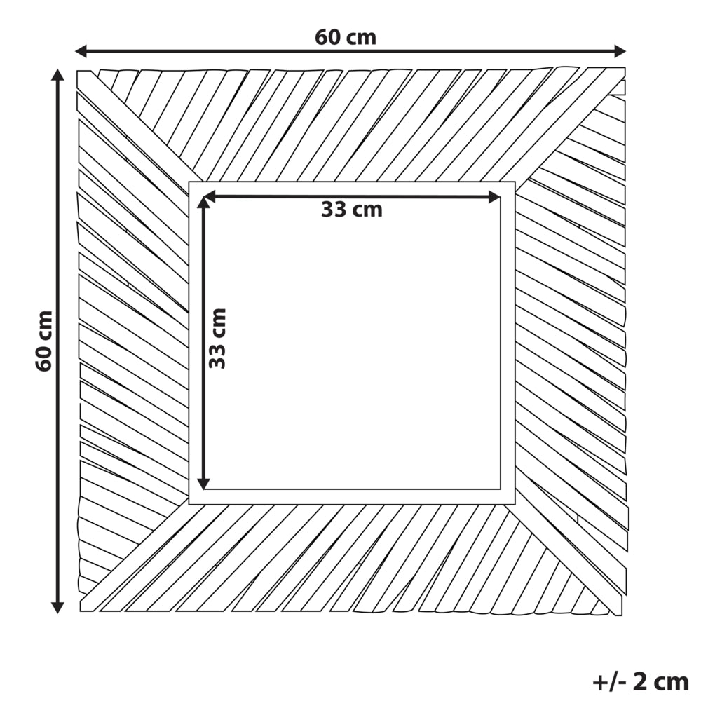 Specchio decorativo da parete in legno chiaro 61 x 61 cm in stile rustico