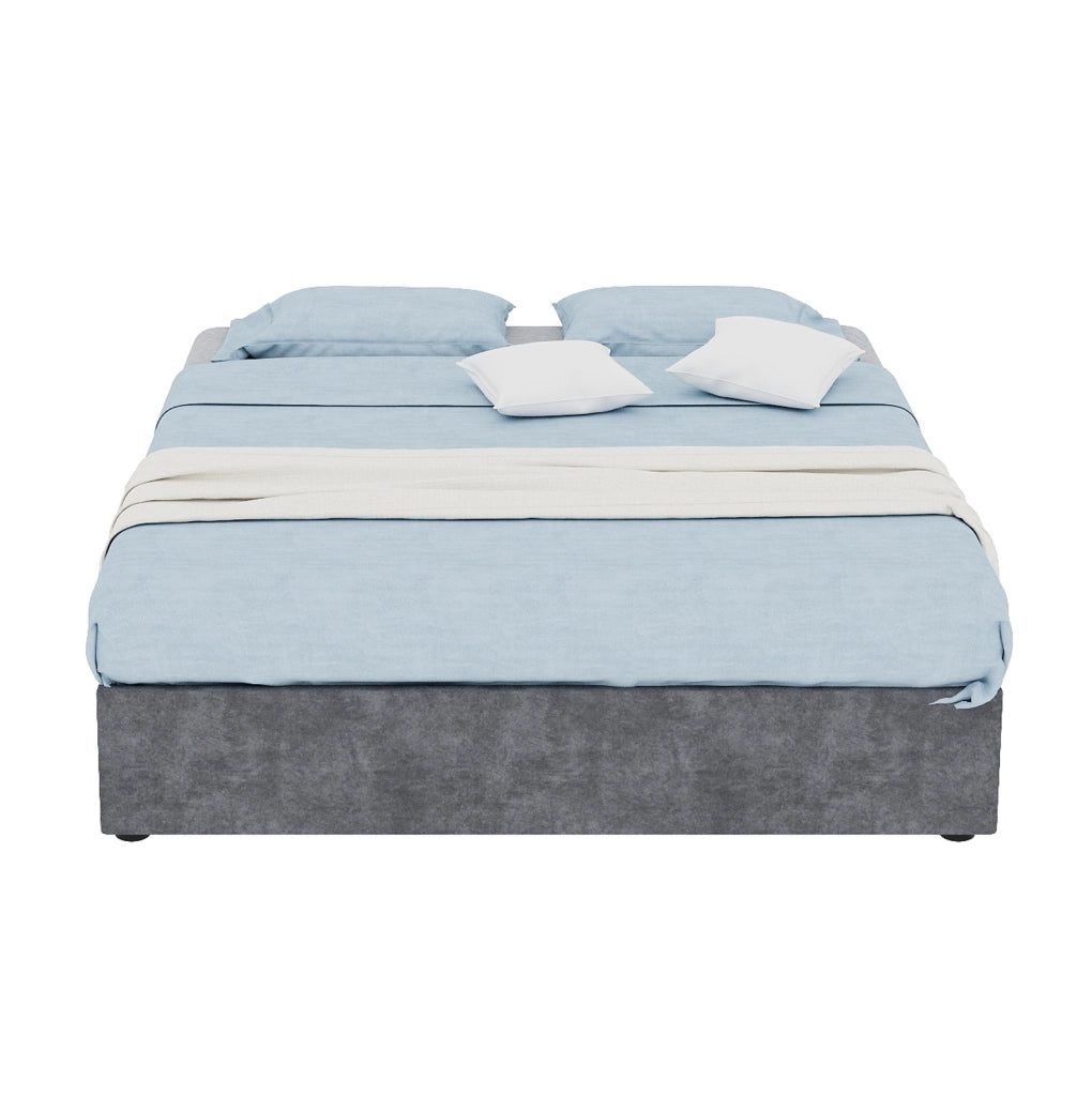 Letto con LED e schienale regolabile 140 x 200 cm in tessuto e metallo grigio