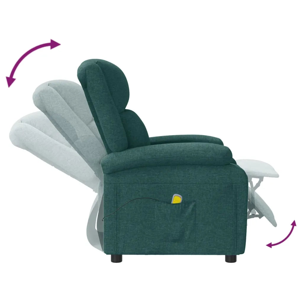 Poltrona ad Ala Massaggiante Reclinabile Verde Scuro in Tessuto cod mxl 32046