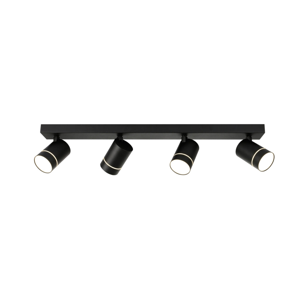 Faretto soffitto quadruplo moderno nero orientabile LED 20W Selma
