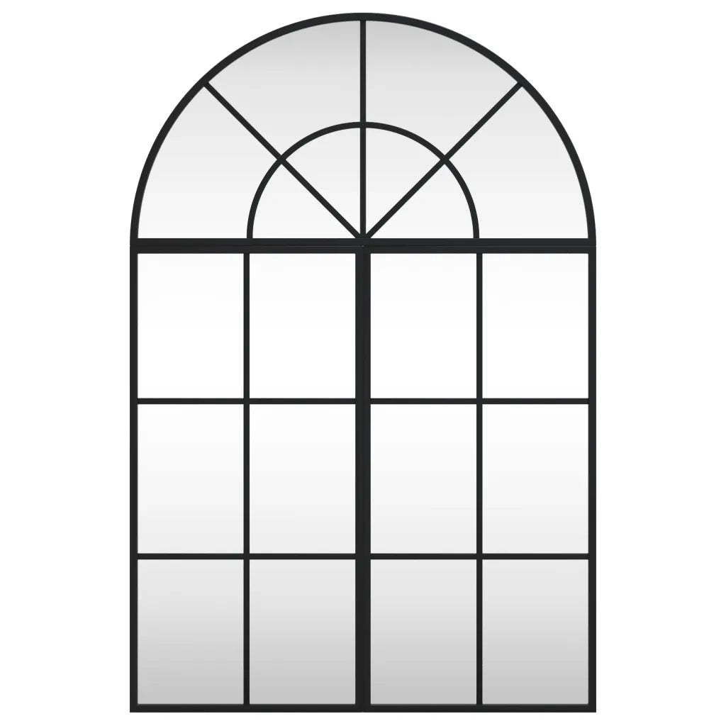 Specchio da Parete Nero 60x90 cm Arco in Ferro