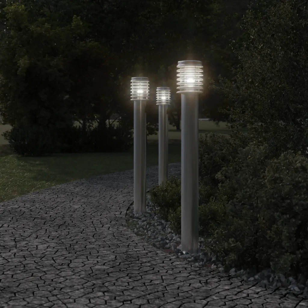 Lampade da Terra per Esterni 3 pz Argento 110cm in Acciaio Inox CFW7781072