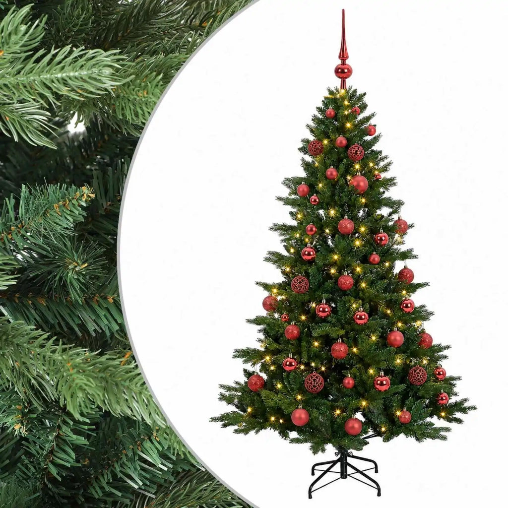 Albero di Natale artificiale con palline 120 cm 150 LED 3465863
