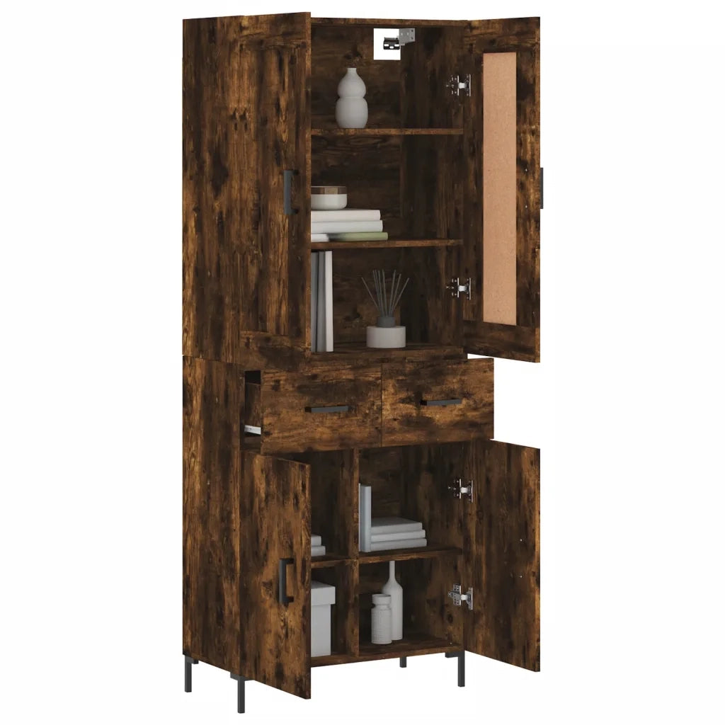 Credenza | Madia | Buffet da pranzo | Armadio da pranzo Rovere Fumo 69,5x34x180 cm in Legno Multistrato