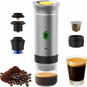 Caffettiera portatile, 3-in-1 caffettiera elettrica, compatibile con capsule di caffè e caffè macinato, supporta raffreddamento e riscaldamento (argento).