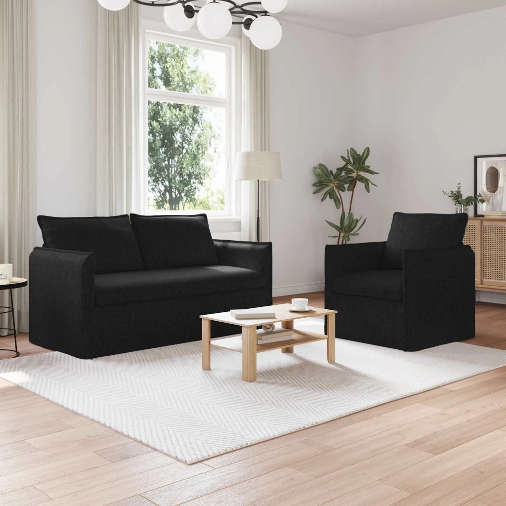 Set di divani 2 pcs Nero 156 x 82 x 85 cm Tessuto