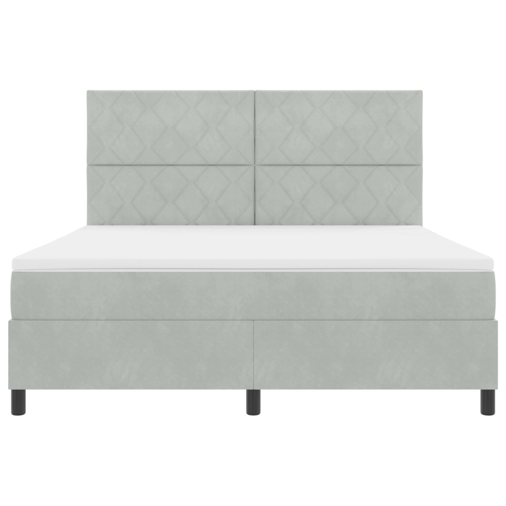 Letto con Rete a Molle e Materasso & Luce LED Grigio Chiaro 180x200 cm Velluto