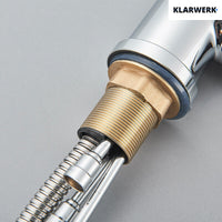 JANA | Rubinetto cucina estensibile Premium in acciaio inox cromato | Miscelatore arco alto gastronomia alta pressione ruotabile a 360° 2 attacchi