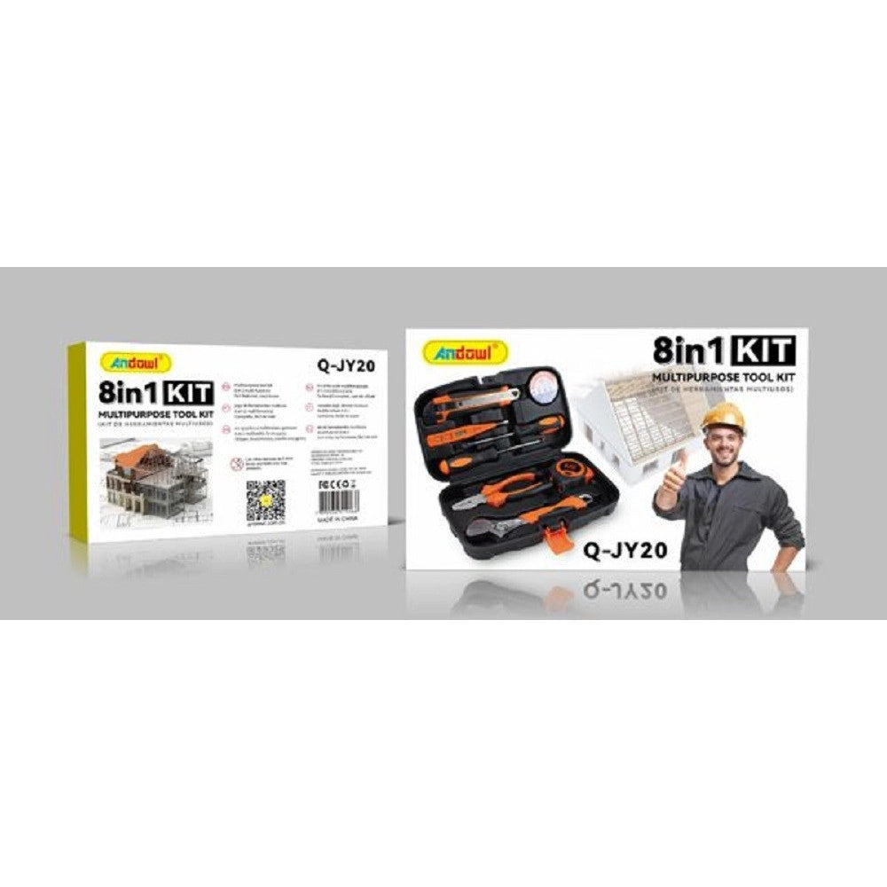 Trade Shop - Kit Attrezzi Multiuso 8 In 1 Valigia Cassetta Con 8 Strumenti Fai Da Te Q-jy20 -
