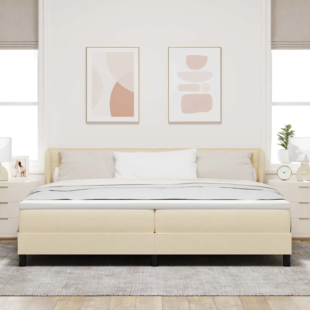 Letto a molle con materasso Crema 200 x 200 cm Tessuto 3340176