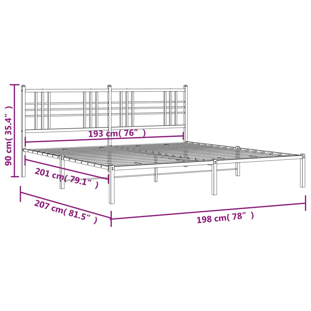 Giroletto con Testiera-Struttura Letto con testiera in Metallo Nero 193x203 cm 238046