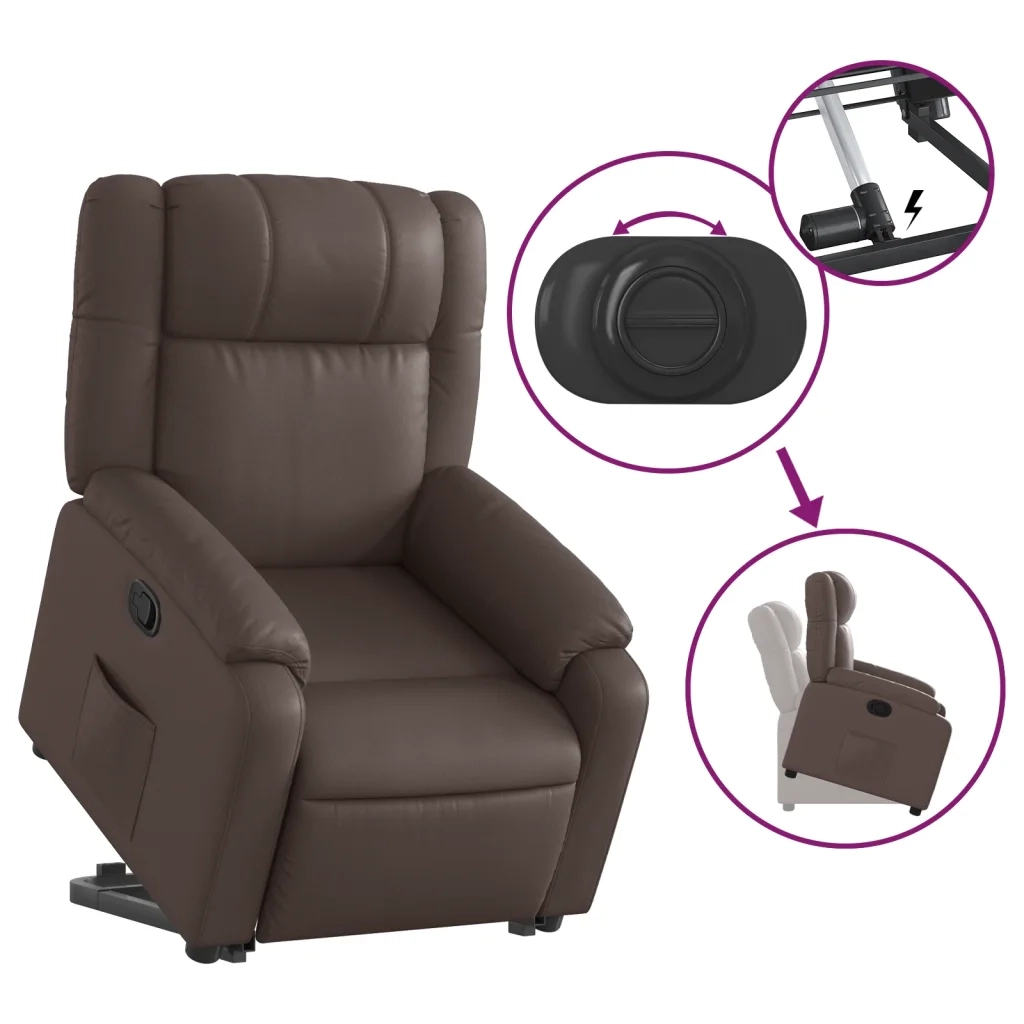 Poltrona Alzapersona Reclinabile Marrone in Similpelle 3205152
