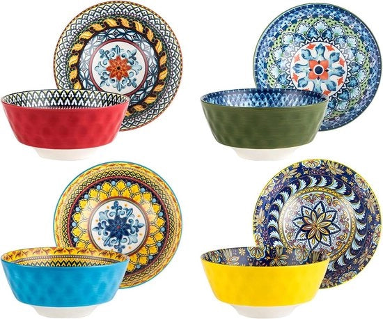 Set di 4 soffiatori per dessert e zuppe - Porcellana per finestre - Stile bohemien soffiatori con manico