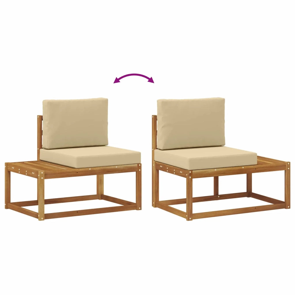 Divano da Esterno con cuscino-Divano da Giardino 2 Pezzo Naturale e Beige