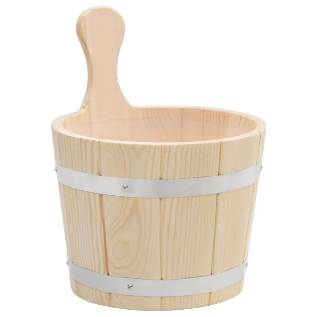 Set Secchiello e Mestolo da Sauna in Legno Massello di Pino CFW9316406