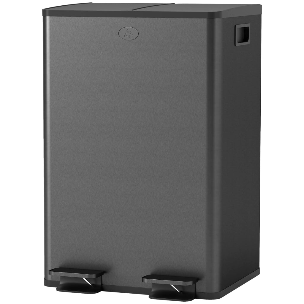 Cestino della cucina 2 compartimenti 2x28L ¨C zephmum ¨C acciaio inossidabile, nero, 45.8x36x67.6cm