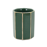 Porta spazzolini verde e oro in ceramica - Serie Smeraldo