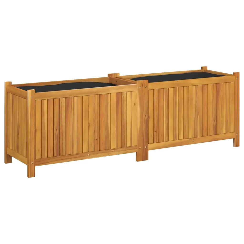 Fioriera | Cassetta per fiori | Vaso Giardino con Rivestimento 153x38,5x50 Massello Acacia