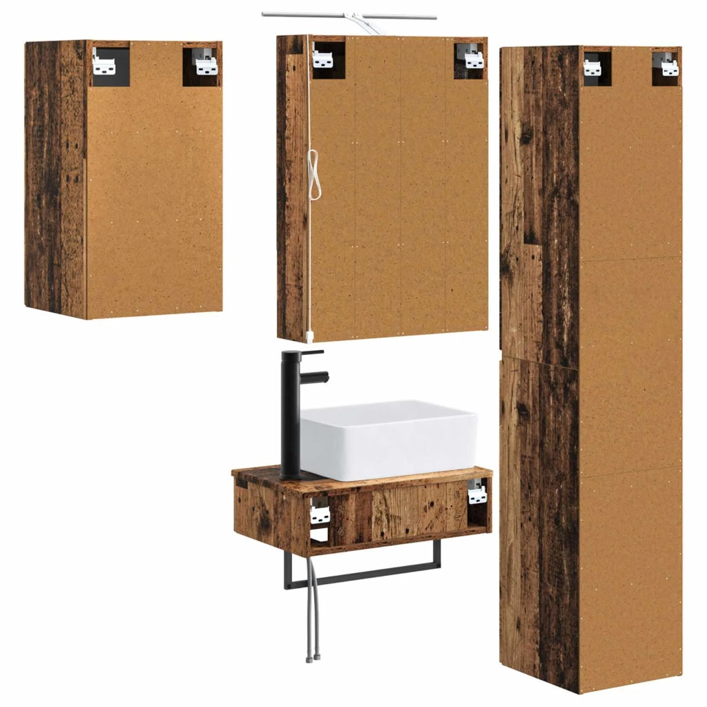 Set di mobili per il bagno 5 pcs Legno antico 3407277