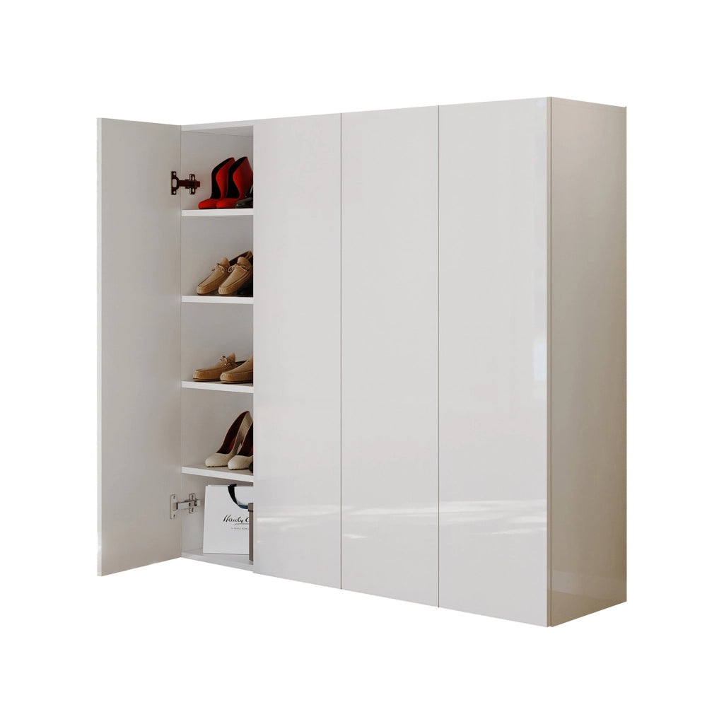 Mobile Portascarpe Cono, Scarpiera 8 Ripiani, 126x35x116h cm Bianco Lucido