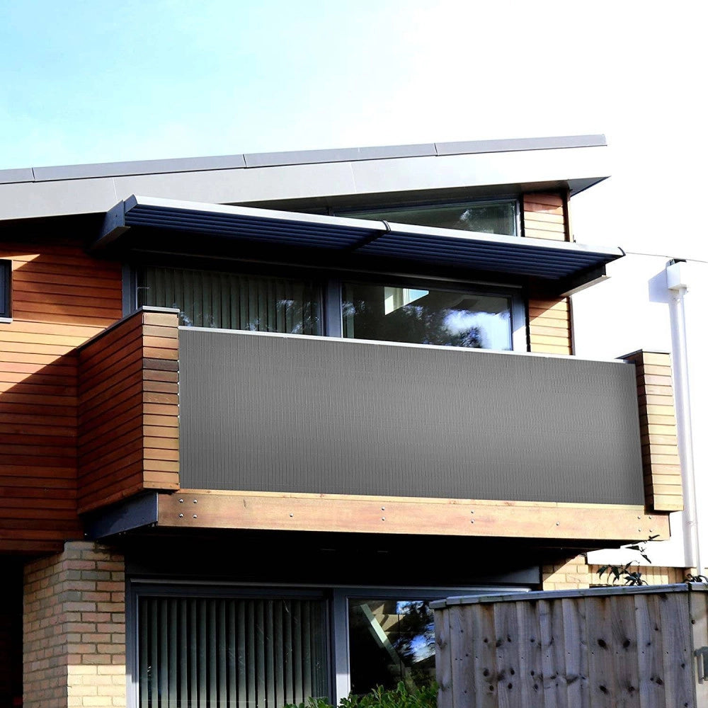 Trade Shop - Recinzione Giardino Frangivista Per Balcone Canniccio Pvc Grigio Esterno 1,5x3mt -