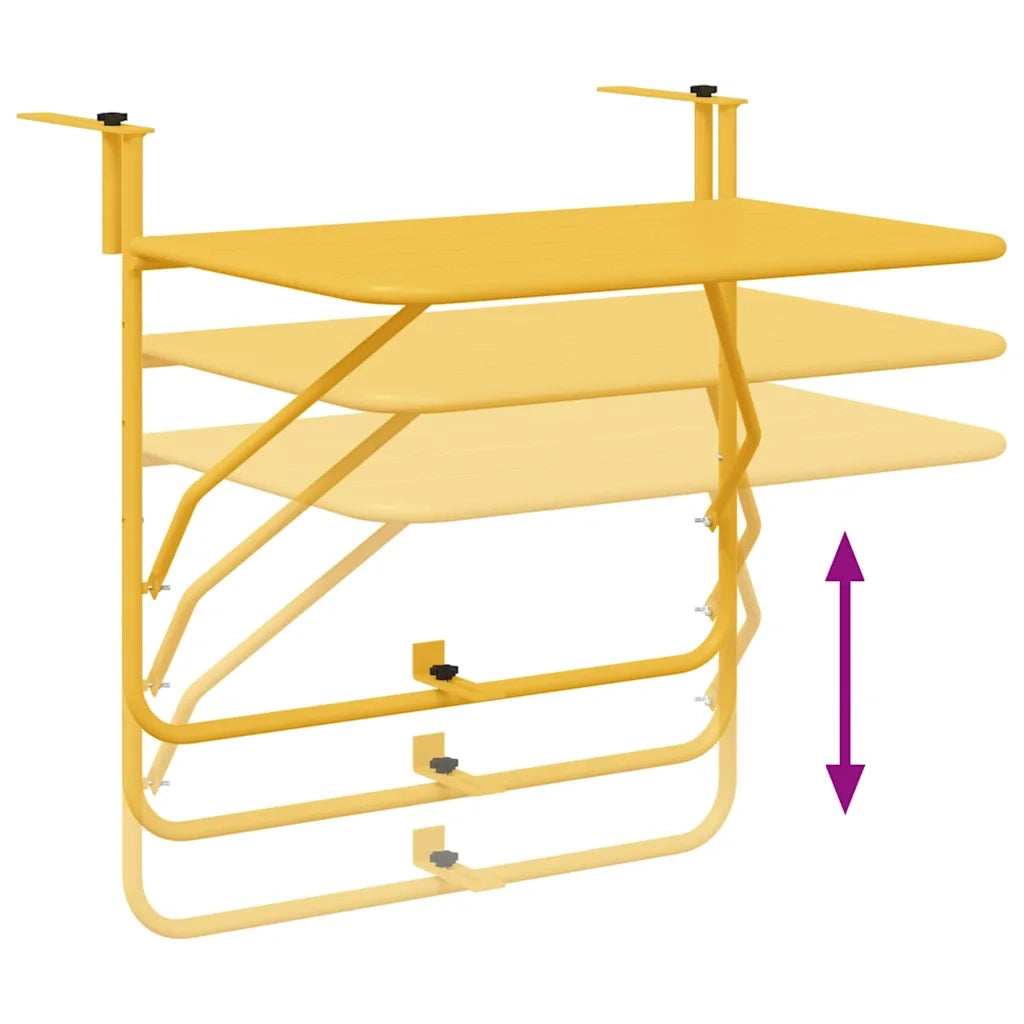 Tavolo Appeso da Balcone Senape 60 x 39 x 65 cm Acciaio 42008073