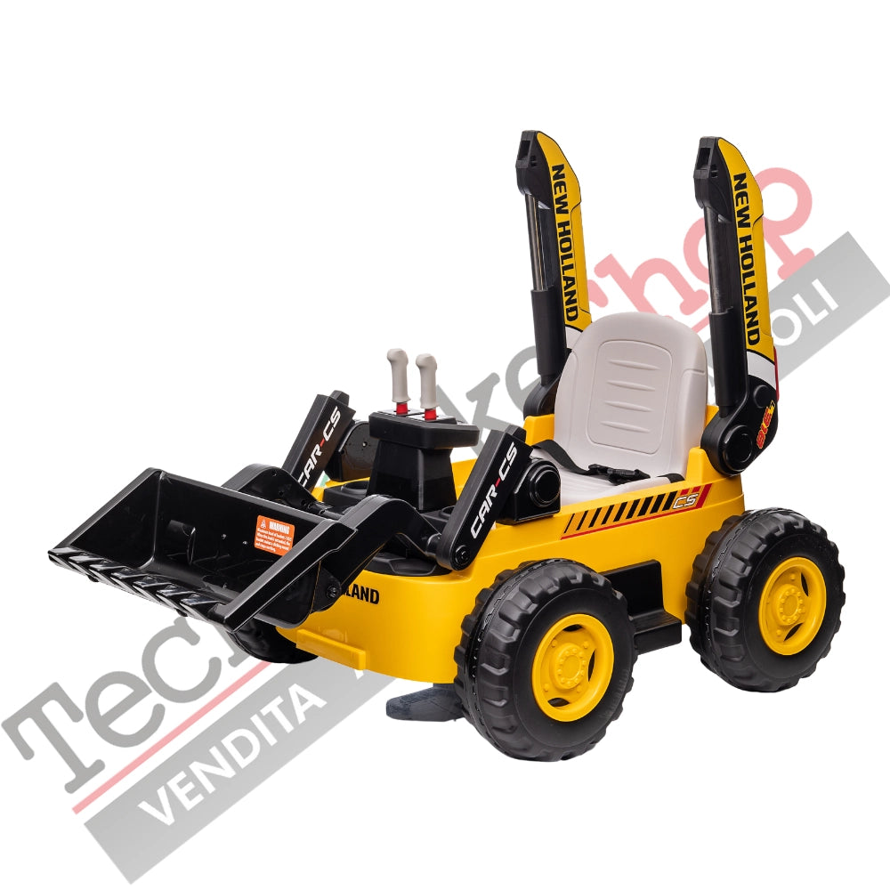 Trattore New Holland Ruspa Elettrica Pala Meccanica Per Bambini 12V con Radiocomando