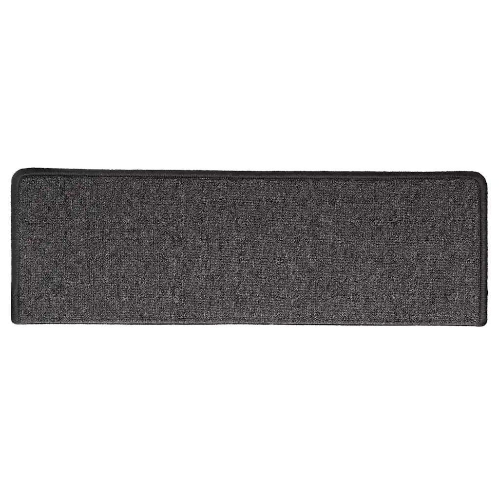 Tappetini per scale 30 pz 65x21x4 cm Antracite Bordo rettangolare 3365765