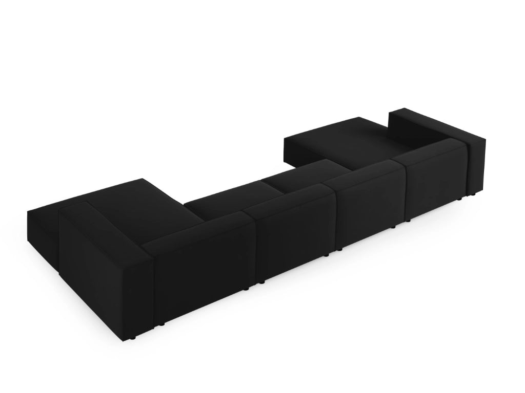 Cosmopolitan Design - Divano panoramico "Arendal" 6 posti in velluto nero 