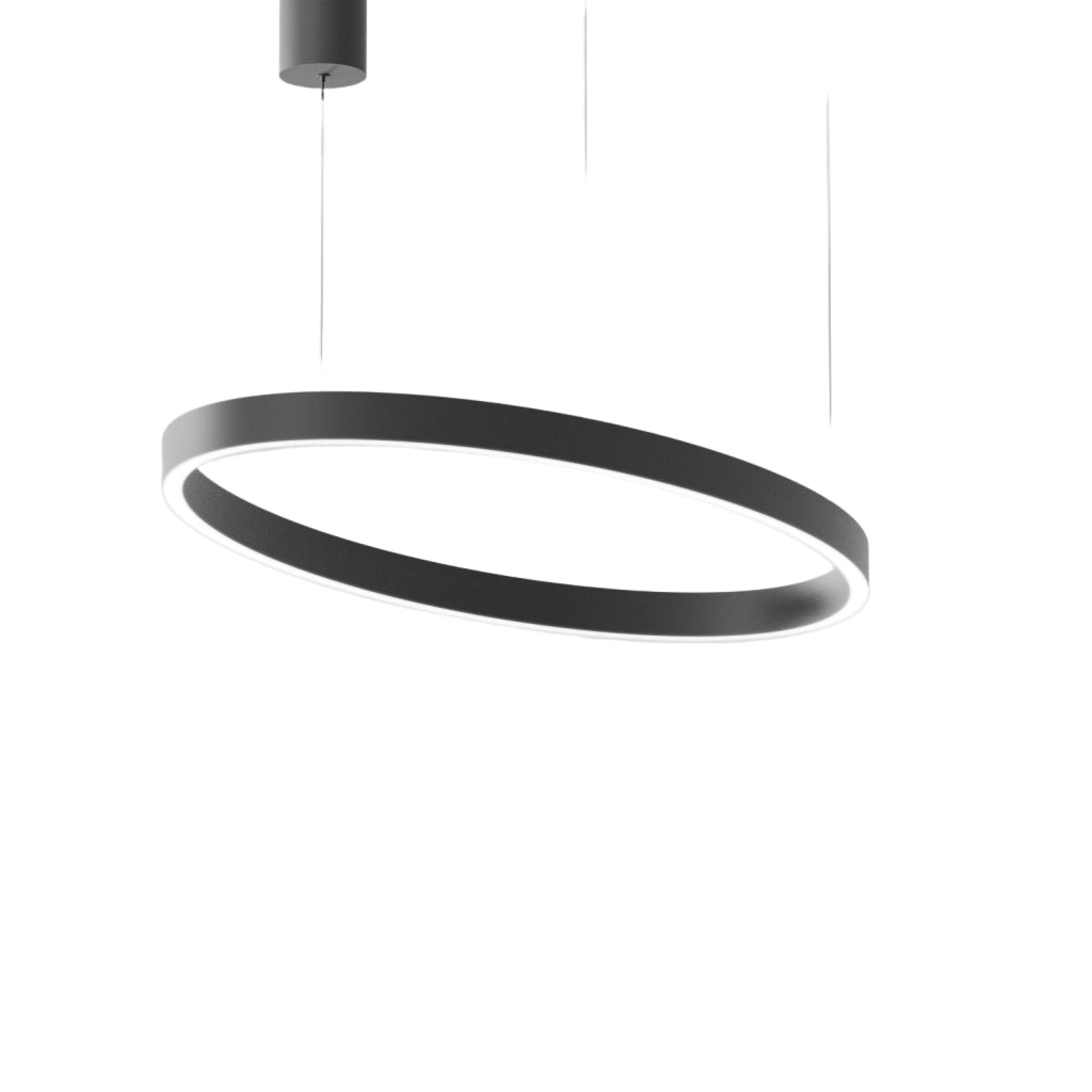 Lampada a Sospensione CRISEIDE S/1P OVAL - 30W+30W LED 3000K Dimmerabile in Nero Satinato, Struttura in Alluminio, Diffusore Silicone - Gealuce