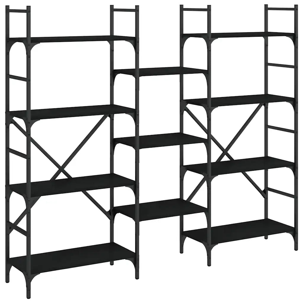 Libreria-Scaffale per Libri-Mobile di Stoccaggio Nera 160x28,5x136,5 cm in Legno Multistrato